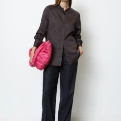 Marc O'Polo Blouse With Stand Up Collar Cotton Satin