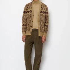 Marc O'Polo Jacquard Cardigan Regular Made Of A Cotton/new Wool Blend