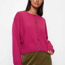 Marc O'Polo Round Neck Cardigan Loose Made From Soft Virgin Wool Mix