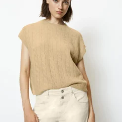 Marc O'Polo Sleeveless Cable Knit Jumper Loose With Luxurious Alpaca Wool