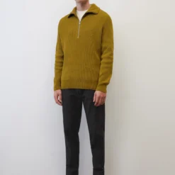 Marc O'Polo Relaxed Chenille Zip-neck Jumper In A Casual Corduroy Look