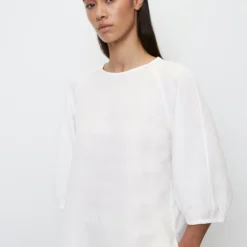 Marc O'Polo Blouse Top With Puff Sleeves In A Mix Of Materials