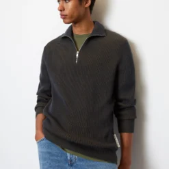 Marc O'Polo Knitted Troyer Regular Made From Organic Cotton With Virgin Wool
