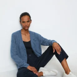 Marc O'Polo Delicate Knit V-neck Cardigan Loose From Wool Alpaca Wool Mix