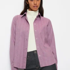 Marc O'Polo Blouse Fitted From Melange Twill Quality