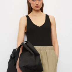 Marc O'Polo Finely Ribbed Top With A V-neckline Made Of Blended Viscose