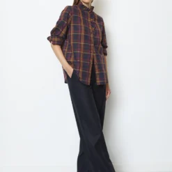 Marc O'Polo Checked Ruffle Blouse Regular Made Of Cotton Voile