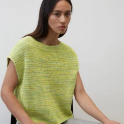 Marc O'Polo Sleeveless Jumper In A Loose Fit Made Of Organic Cotton Mouliné Yarn