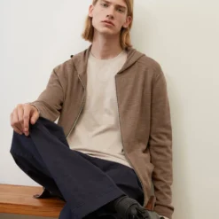 Marc O'Polo Sporty Hooded Cardigan In A Regular Fit Made Of A Cotton/new Wool Blend