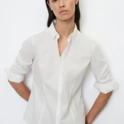 Marc O'Polo Long-sleeved Blouse In Stretch Poplin Fabric