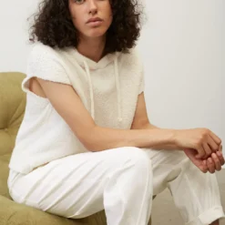 Marc O'Polo Loose, Sleeveless Hooded Jumper Made Of Ribbon Yarn