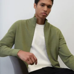 Marc O'Polo Zip Cardigan Regular Slub Look With A Ribbed Texture