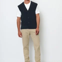 Marc O'Polo Knitted Waistcoat In A Relaxed Fit In Cotton Slub Fabric