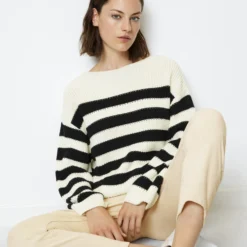 Marc O'Polo Striped Breton Sweater Made Of Organic Cotton