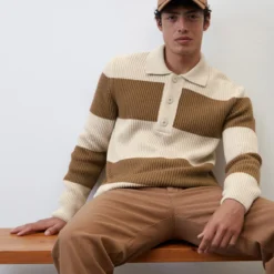 Marc O'Polo Merino Wool Jumper In The Style Of A Polo Shirt