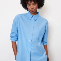 Marc O'Polo Boyfriend Shirt Blouse Made Of Cotton With A Paper-like Texture