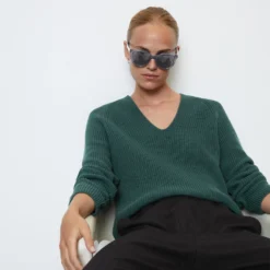 Marc O'Polo V-neck Knit Jumper Relaxed Made From Heavy Cotton Yarn