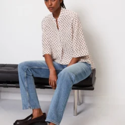Marc O'Polo Patterned Tunic Blouse In A Regular Fit Made Of Lightweight Cotton Voile