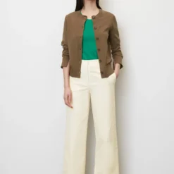 Marc O'Polo Fine Knit Cardigan In A Regular Fit Made Of Cotton/linen Slub Yarn