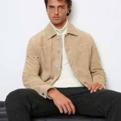 Marc O'Polo Suede Leather Jacket In A Denim Jacket Style
