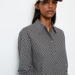 Marc O'Polo Long-sleeved Blouse With All-over Print Regular In Voile Fabric With A Silky Touch