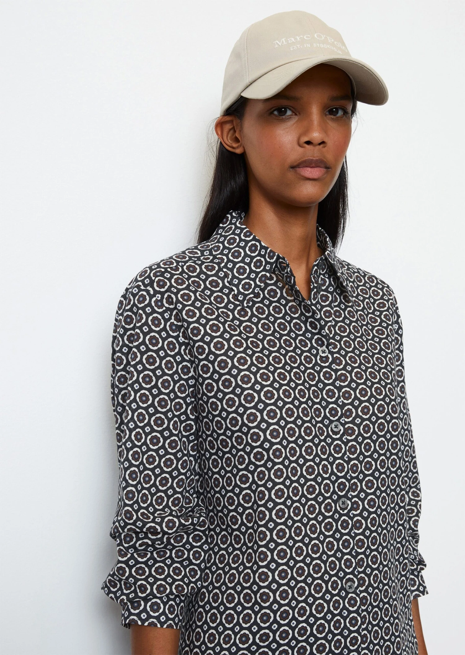 Marc O'Polo Long-sleeved Blouse With All-over Print Regular In Voile Fabric With A Silky Touch 3 Marc O'Polo Long-sleeved Blouse With All-over Print Regular In Voile Fabric With A Silky Touch