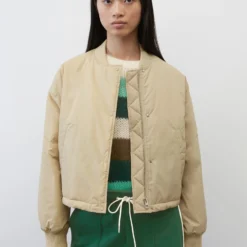 Marc O'Polo Cropped Padded Puffer Bomber Jacket With A Water-resistant Surface